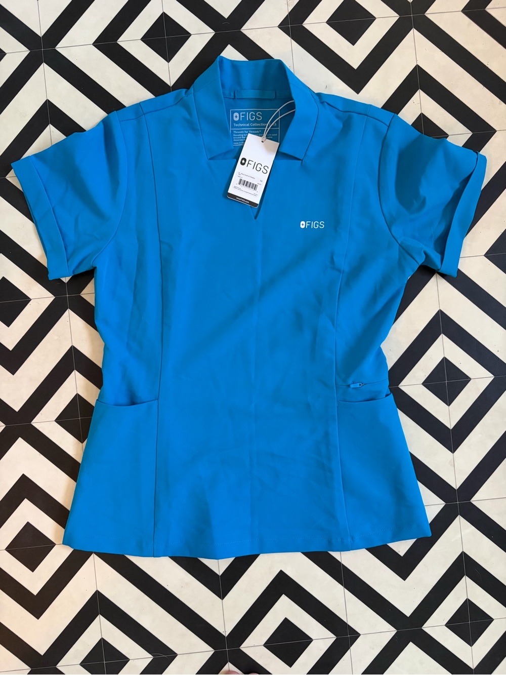 FIGS Women's V-Neck Tunic in Bright Blue